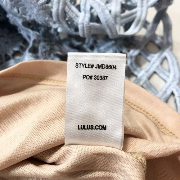 LULUS Dress Womens Beauty and Lace Blue Crochet Lace Mini Zipper Adjustable Sz M - Picture 7 of 10